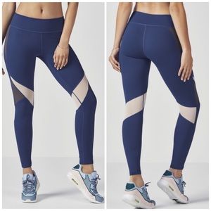 Fabletics PowerHold Mid-Rise Mesh Blue Leggings